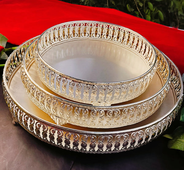 German Silver Pearl Tray With Legs