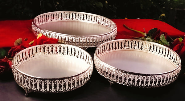 German Silver Pearl Tray With Legs — view 3