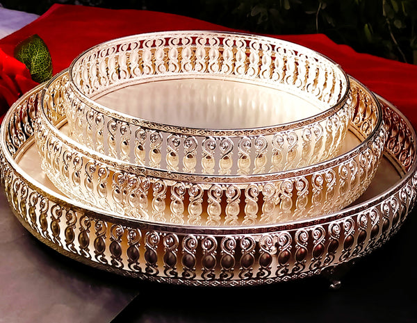 German Silver Pearl Tray With Legs — view 2
