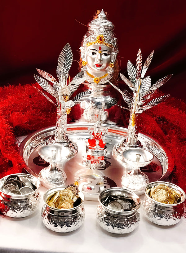 German Silver Complete Laxmi Pooja Set — view 3