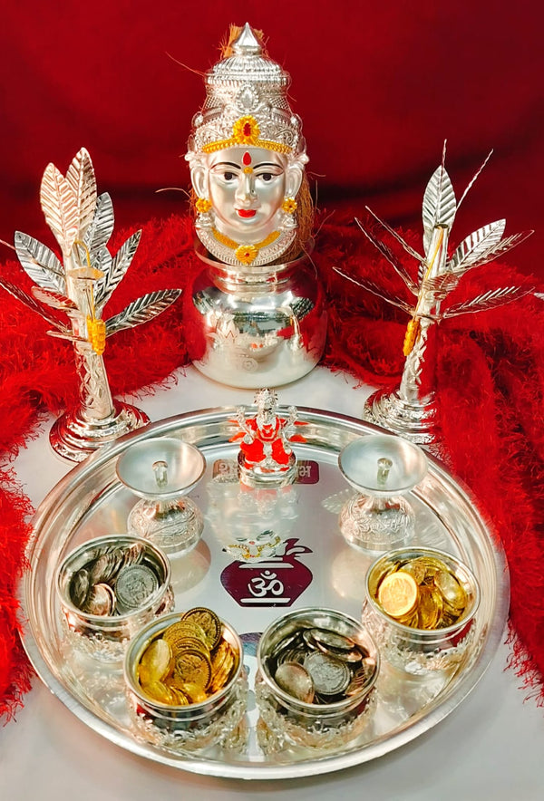 German Silver Complete Laxmi Pooja Set — view 4