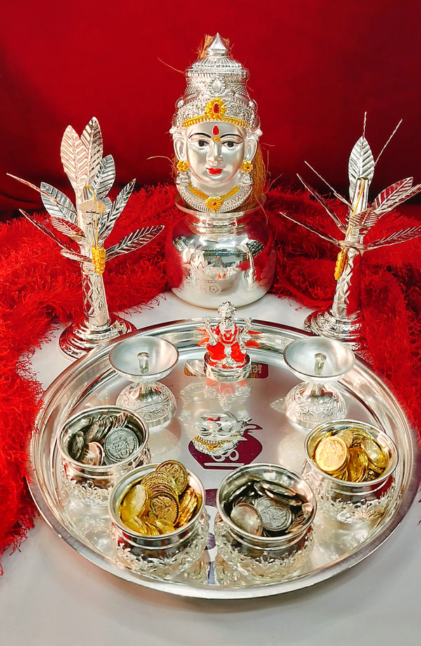 German Silver Complete Laxmi Pooja Set