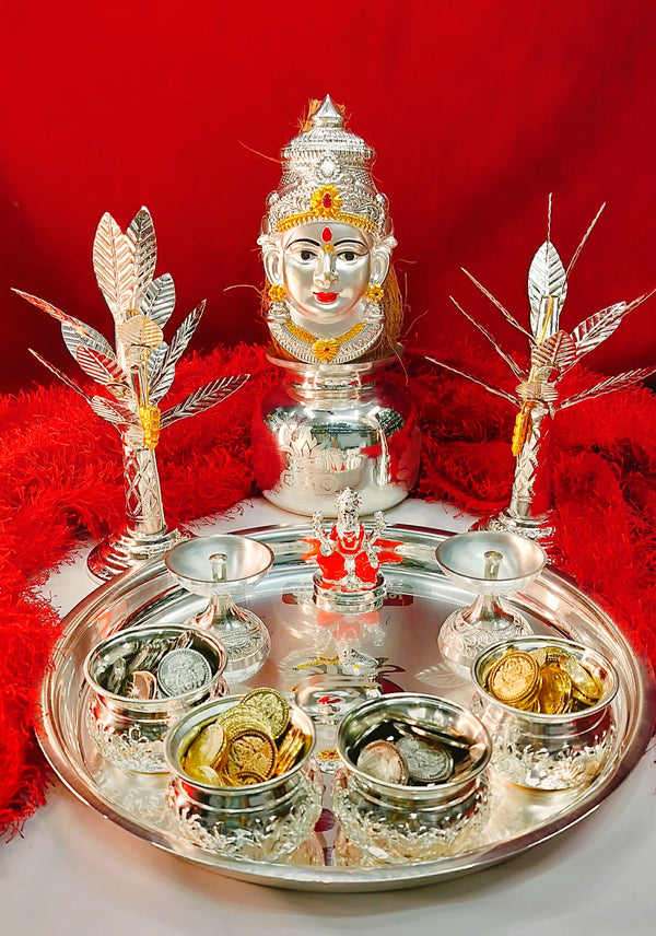 German Silver Complete Laxmi Pooja Set — view 2