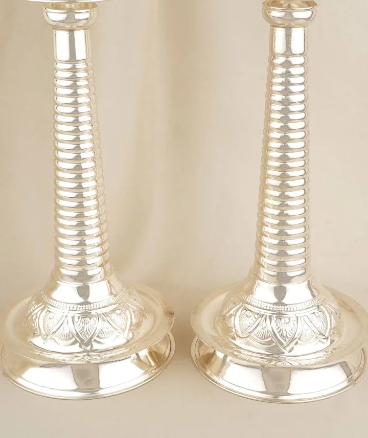 German silver Chandra Valayam Pair Lamp — view 3