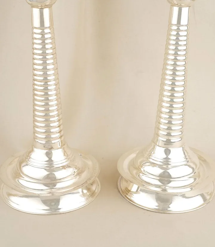 Plain German Silver Pair Lamp — view 3