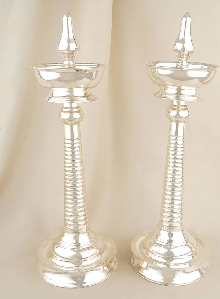 Plain German Silver Pair Lamp