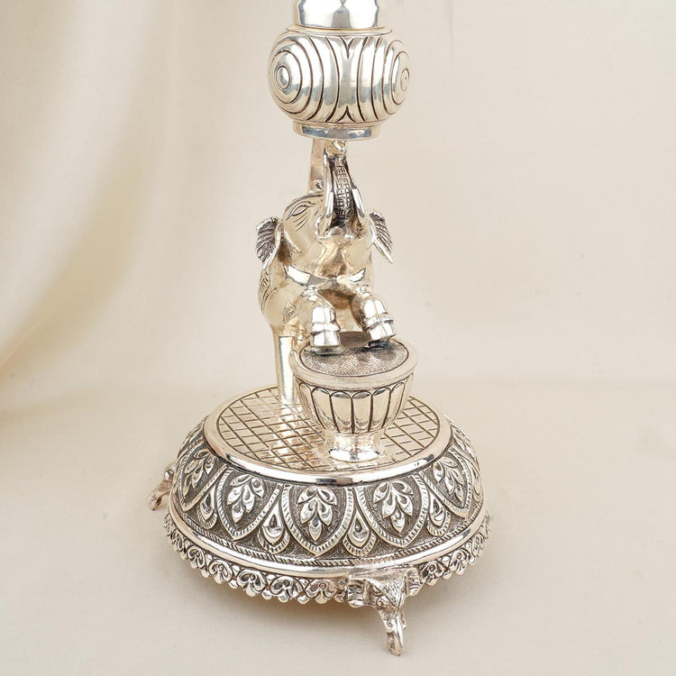 Annam Antique German Silver Pair Lamp — view 4