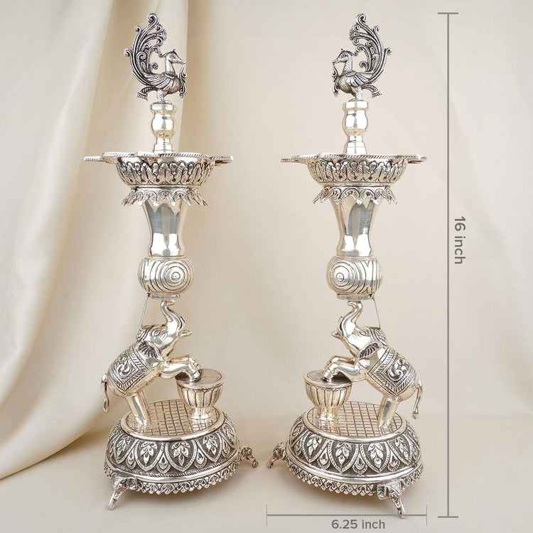 Annam Antique German Silver Pair Lamp — view 5