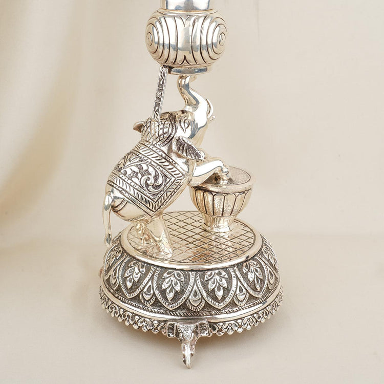 Annam Antique German Silver Pair Lamp — view 3