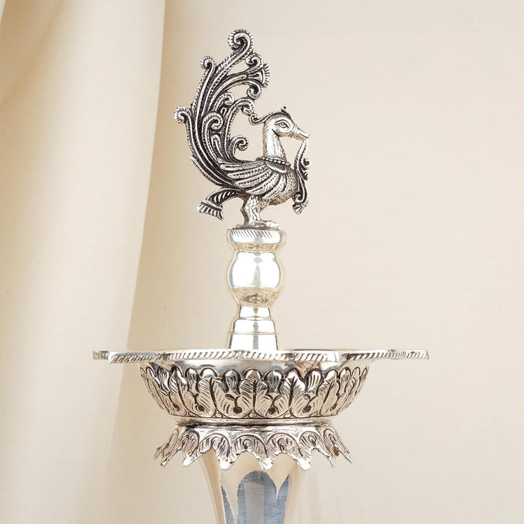 Annam Antique German Silver Pair Lamp — view 2