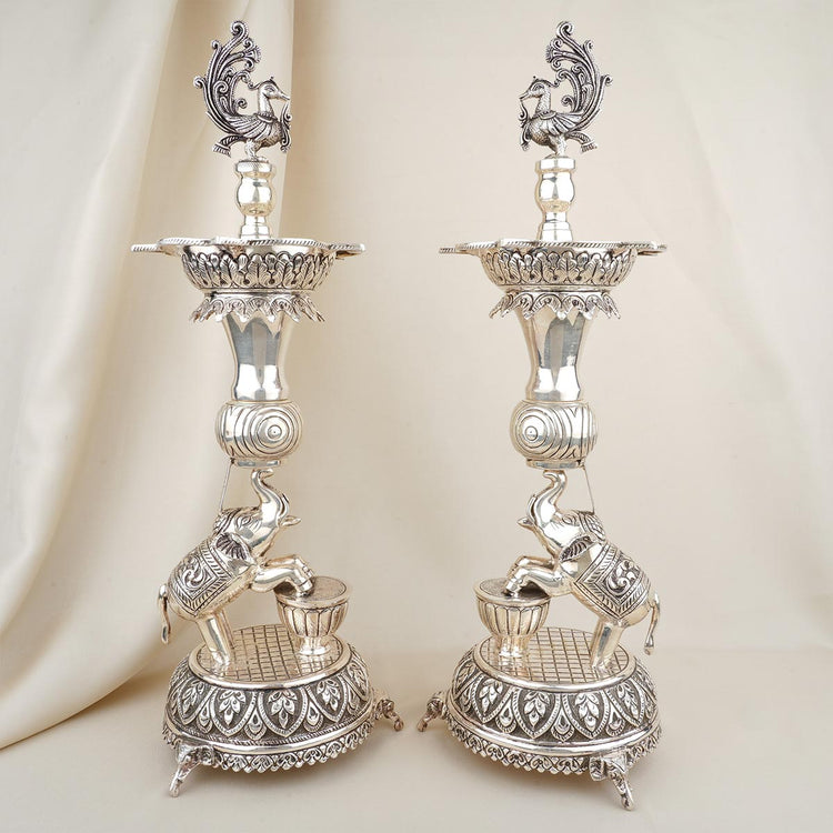 Annam Antique German Silver Pair Lamp