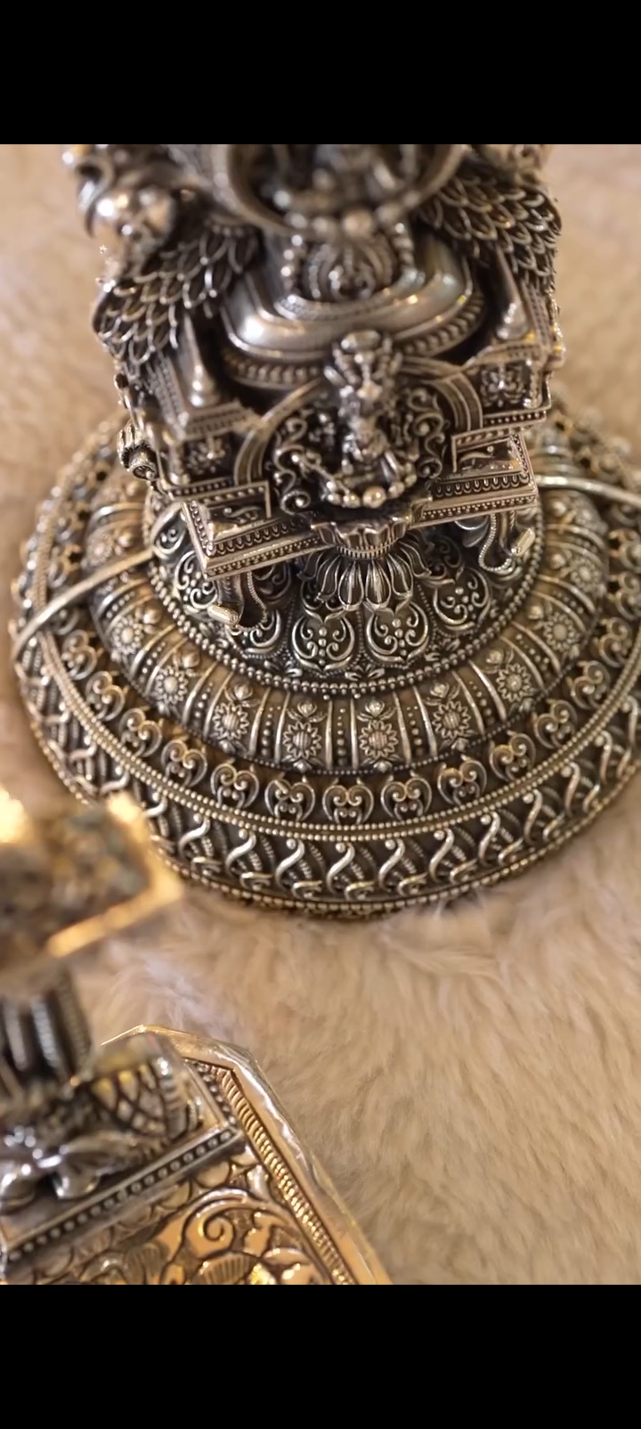 Premium German Silver Ganesha Mandap Set with Pair Deepams — view 6