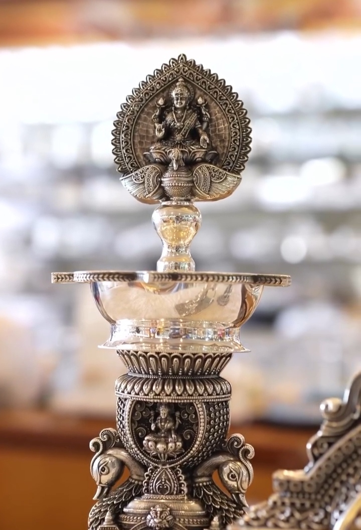 Premium German Silver Ganesha Mandap Set with Pair Deepams — view 3